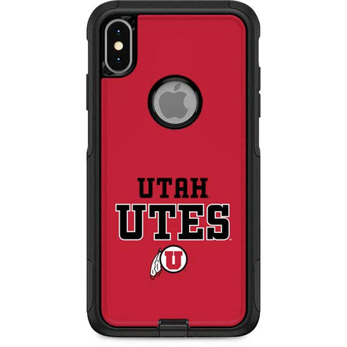 Utah Utes Text on Red OtterBox Commuter iPhone XS Max Skin
