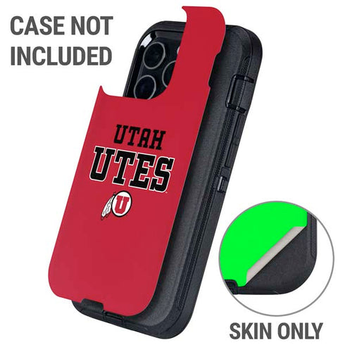 University of Utah Utes Text on Red Otterbox Defender iPhone Skin