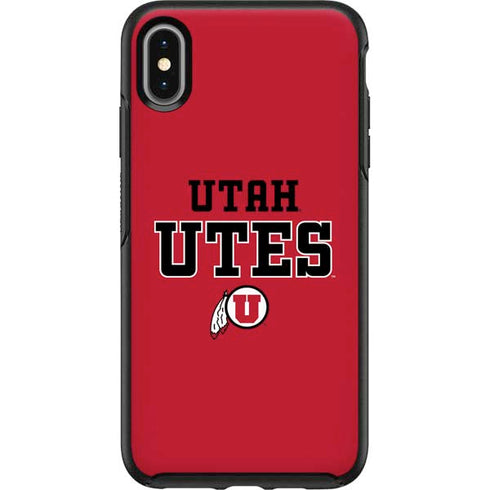 Utah Utes Text on Red OtterBox Symmetry iPhone XS Max Skin