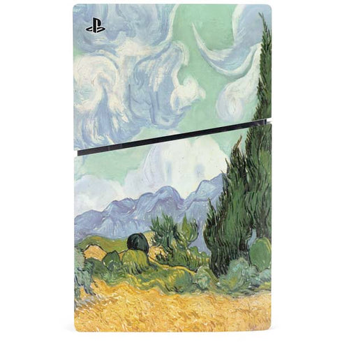 van Gogh - Wheatfield with Cypresses by Van Gogh PS5 Slim Disk Bundle Skin