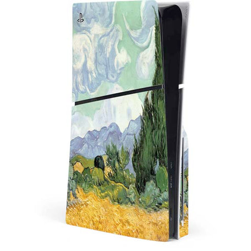 van Gogh - Wheatfield with Cypresses by Van Gogh PS5 Slim Disk Console Skin