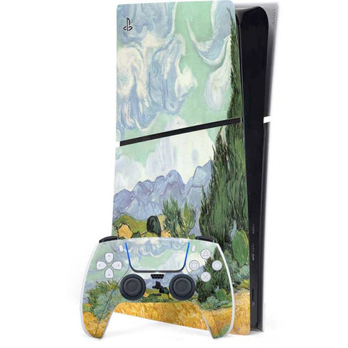 van Gogh - Wheatfield with Cypresses by Van Gogh PS5 Slim Digital Edition Bundle Skin