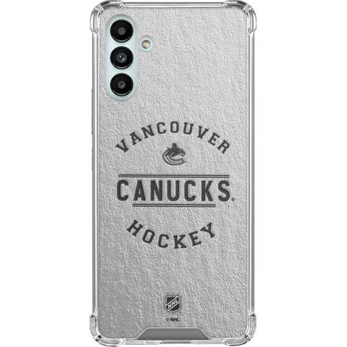 NHL Vancouver Canucks Black Text Galaxy A13 5G Clear Case