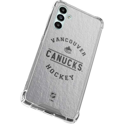 NHL Vancouver Canucks Black Text Galaxy A13 5G Clear Case