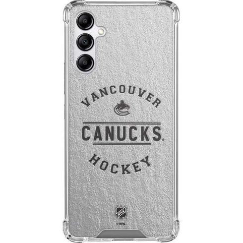 NHL Vancouver Canucks Black Text Galaxy A14 5G Clear Case