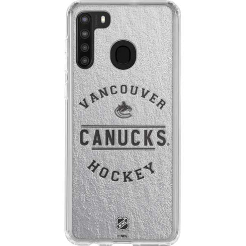 NHL Vancouver Canucks Black Text Galaxy A21 Clear Case
