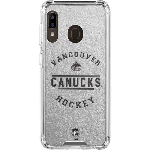 NHL Vancouver Canucks Black Text Galaxy A30 Clear Case