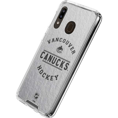 NHL Vancouver Canucks Black Text Galaxy A30 Clear Case