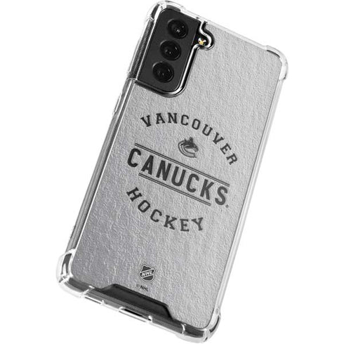 NHL Vancouver Canucks Black Text Galaxy S21 FE Clear Case