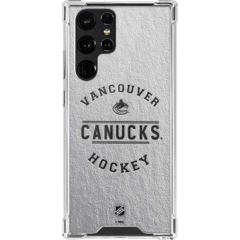 NHL Vancouver Canucks Black Text Galaxy S22 Ultra Clear Case
