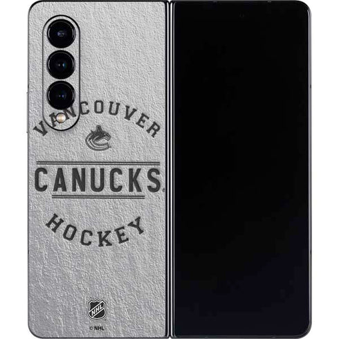 NHL Vancouver Canucks Black Text Galaxy Z Fold4 5G Skin