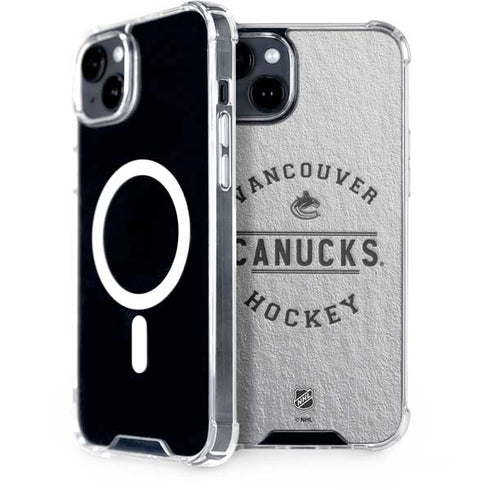 NHL Vancouver Canucks Black Text iPhone 15 Plus MagSafe Case