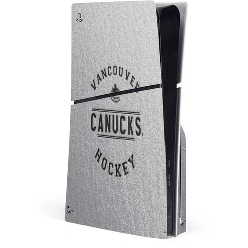 NHL Vancouver Canucks Black Text PS5 Slim Disk Console Skin