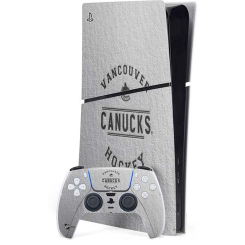 NHL Vancouver Canucks Black Text PS5 Slim Digital Edition Console Skin