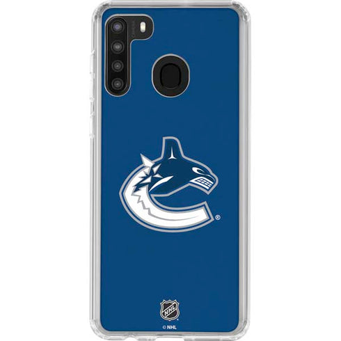 NHL Vancouver Canucks Distressed Galaxy A21 Clear Case