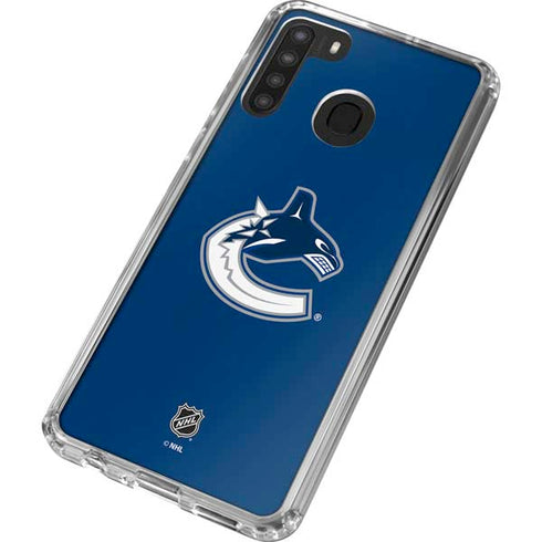 NHL Vancouver Canucks Distressed Galaxy A21 Clear Case