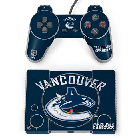NHL Vancouver Canucks Distressed PlayStation Classic Bundle Skin