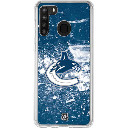 NHL Vancouver Canucks Frozen Galaxy A21 Clear Case
