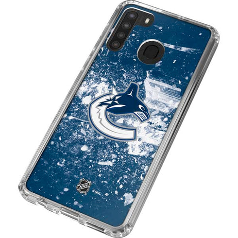 NHL Vancouver Canucks Frozen Galaxy A21 Clear Case