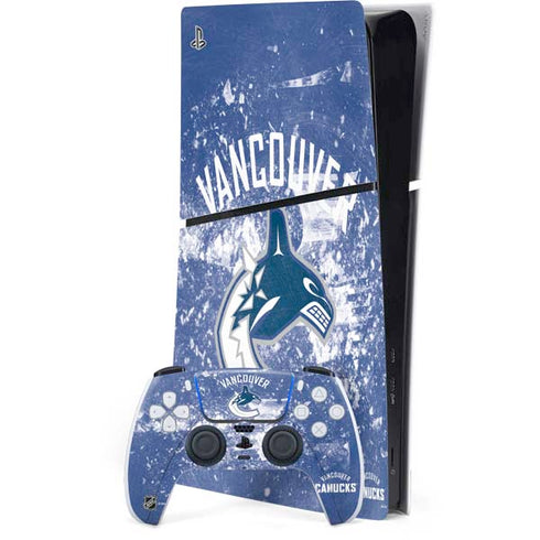 NHL Vancouver Canucks Frozen PS5 Slim Digital Edition Console Skin