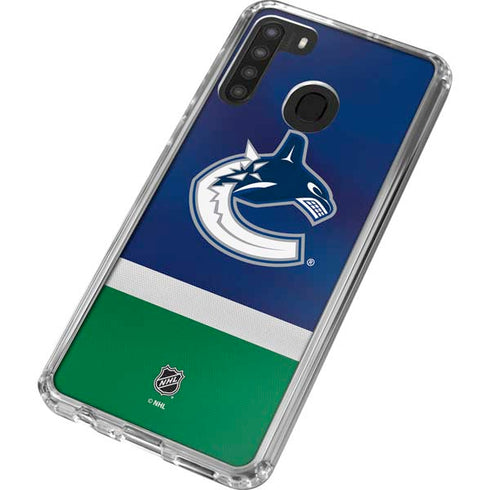 NHL Vancouver Canucks Jersey Galaxy A21 Clear Case