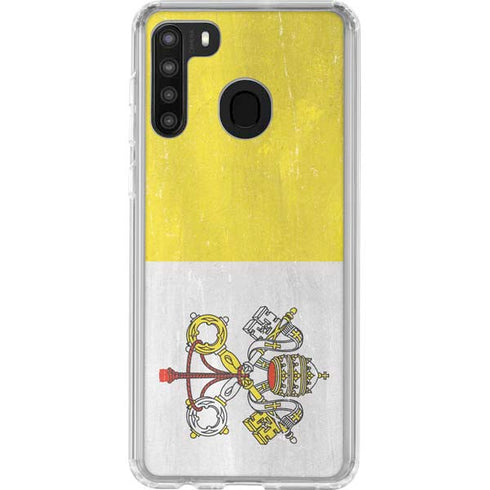 Vatican City Flag Distressed Galaxy A21 Clear Case