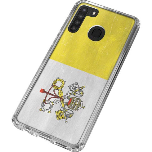 Vatican City Flag Distressed Galaxy A21 Clear Case