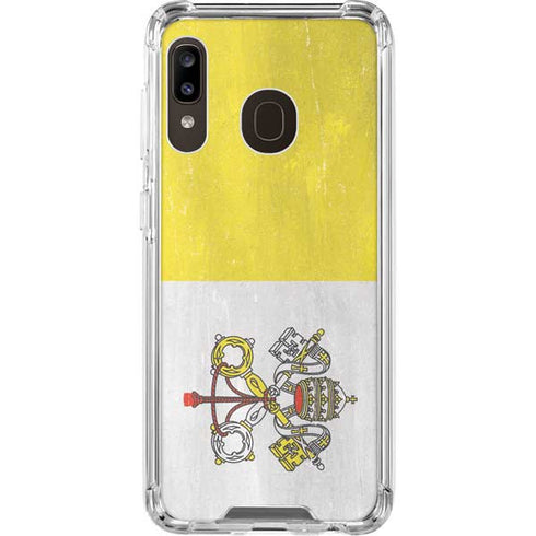 Vatican City Flag Distressed Galaxy A30 Clear Case