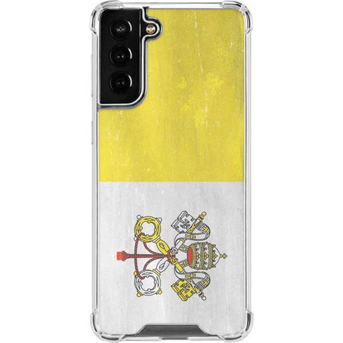 Vatican City Flag Distressed Galaxy S21 FE Clear Case