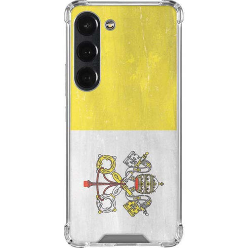 Vatican City Flag Distressed Galaxy S23 Clear Case