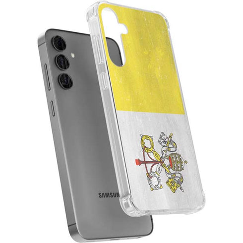 Vatican City Flag Distressed Galaxy S24 Plus Clear Case