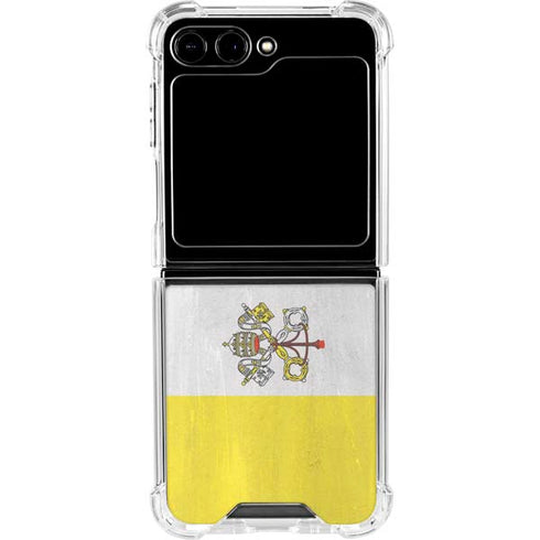 Vatican City Flag Distressed Galaxy Z Flip5 5G Clear Case