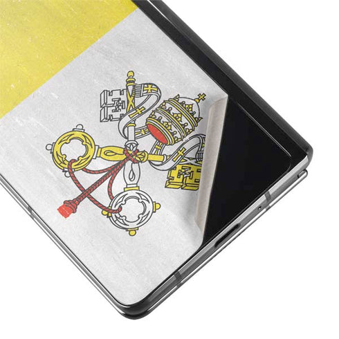 Vatican City Flag Distressed Galaxy Z Fold2 5G Skin