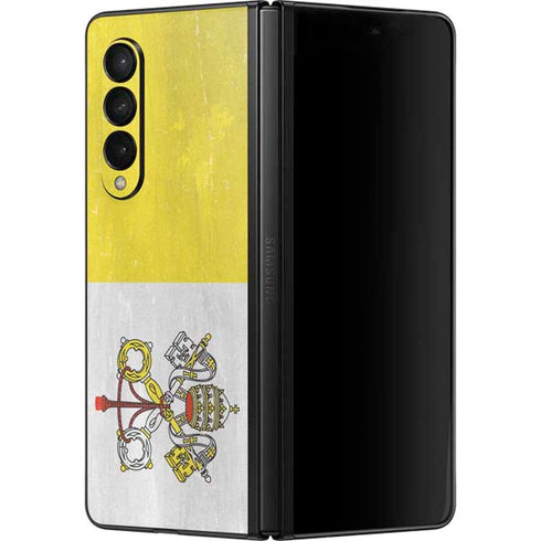 Vatican City Flag Distressed Galaxy Z Fold3 5G Skin