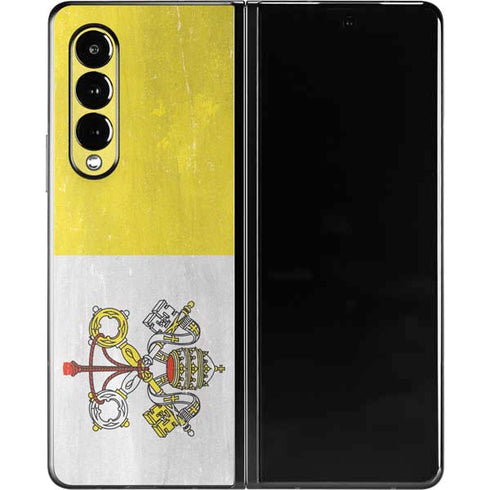 Vatican City Flag Distressed Galaxy Z Fold3 5G Skin