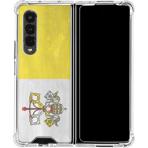 Vatican City Flag Distressed Galaxy Z Fold4 5G Clear Case