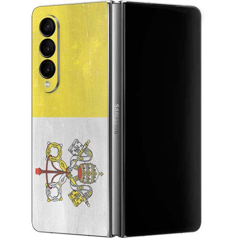 Vatican City Flag Distressed Galaxy Z Fold4 5G Skin