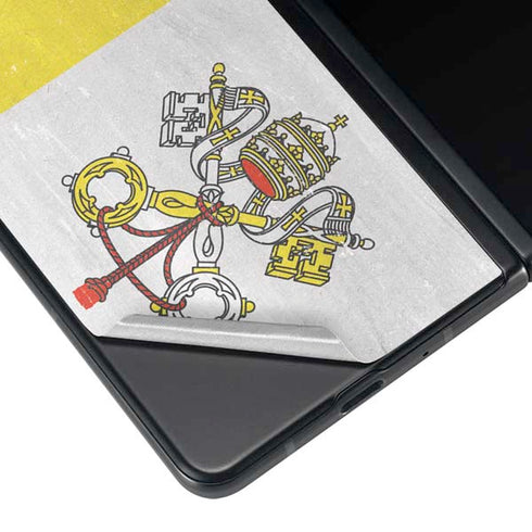 Vatican City Flag Distressed Galaxy Z Fold4 5G Skin