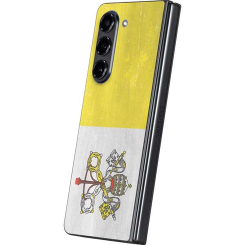 Vatican City Flag Distressed Galaxy Z Fold5 5G Skin