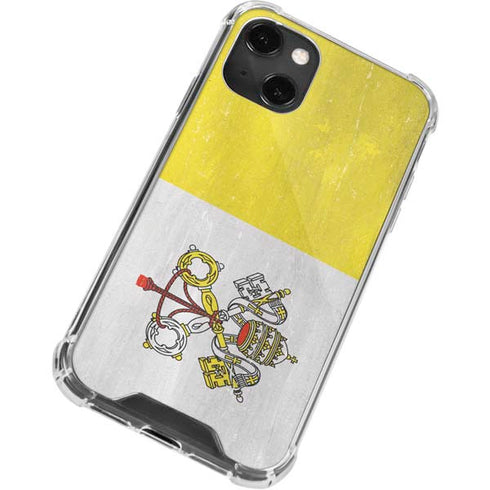 Vatican City Flag Distressed iPhone 15 Plus Clear Case