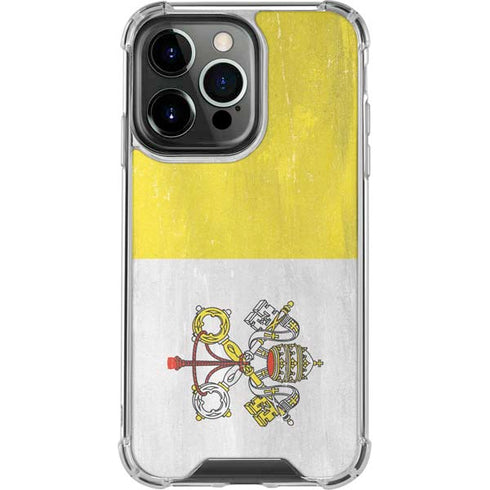 Vatican City Flag Distressed iPhone 14 Pro Clear Case