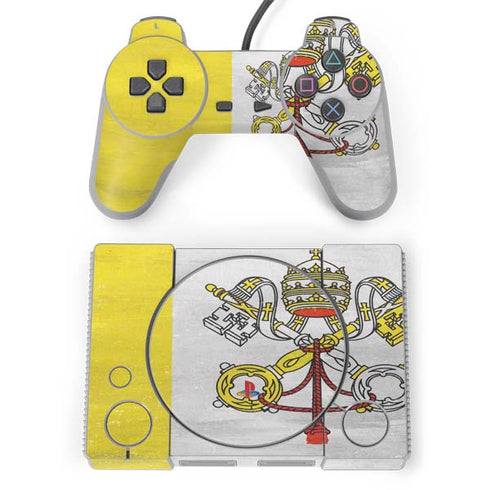 Vatican City Flag Distressed PlayStation Classic Bundle Skin