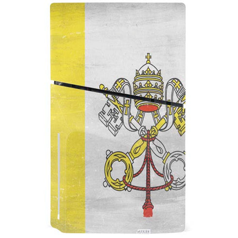 Vatican City Flag Distressed PS5 Slim Disk Console Skin