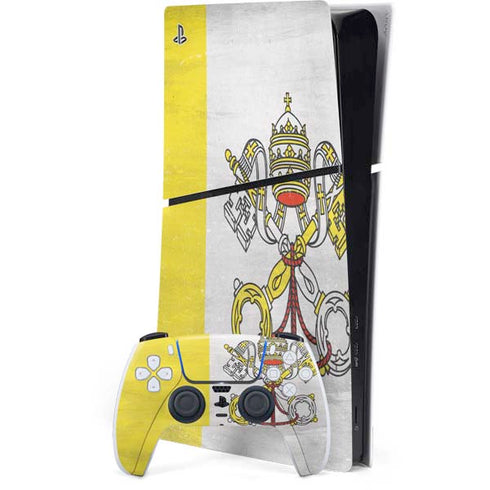 Vatican City Flag Distressed PS5 Slim Digital Edition Console Skin