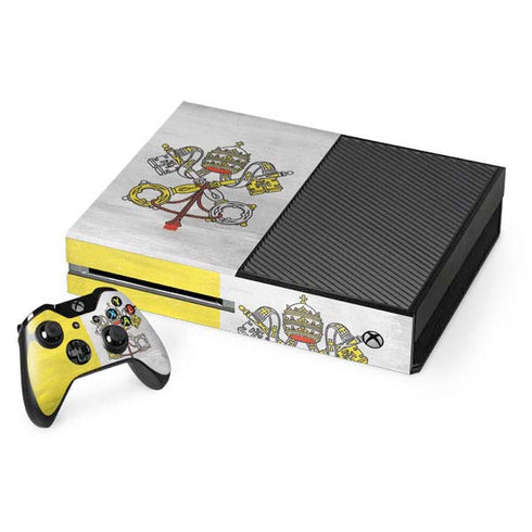 Vatican City Flag Distressed Xbox One Console and Controller Bundle Skin