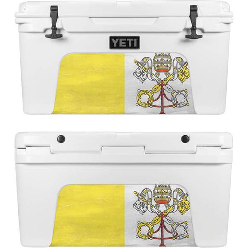 Vatican City Flag Distressed YETI Tundra 65 Hard Cooler Skin
