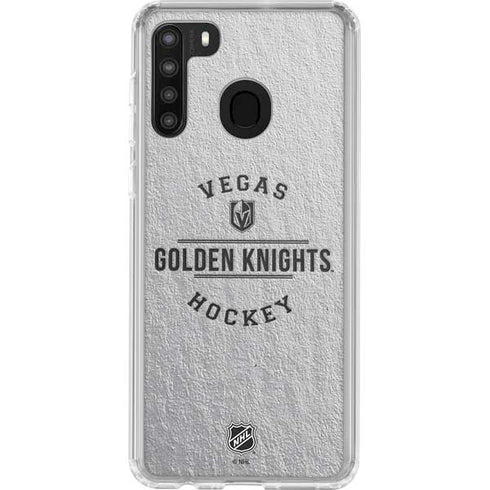 NHL Vegas Golden Knights Black Text Galaxy A21 Clear Case