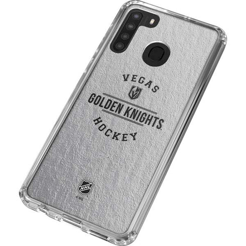 NHL Vegas Golden Knights Black Text Galaxy A21 Clear Case