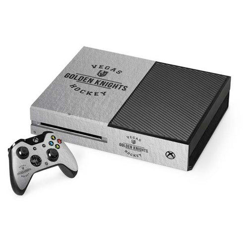 NHL Vegas Golden Knights Black Text Xbox One Console and Controller Bundle Skin