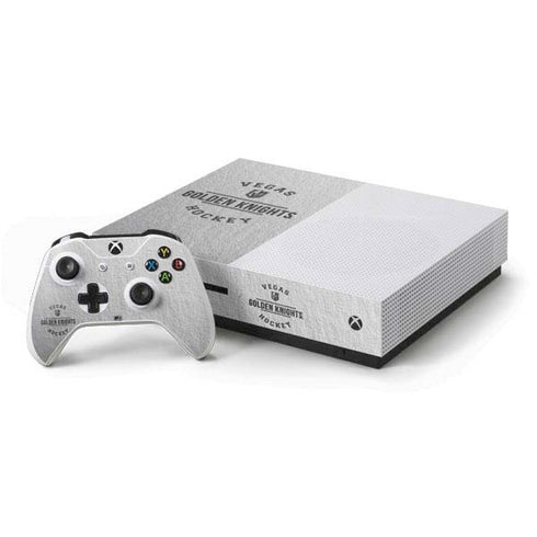 NHL Vegas Golden Knights Black Text Xbox One S Console and Controller Bundle Skin